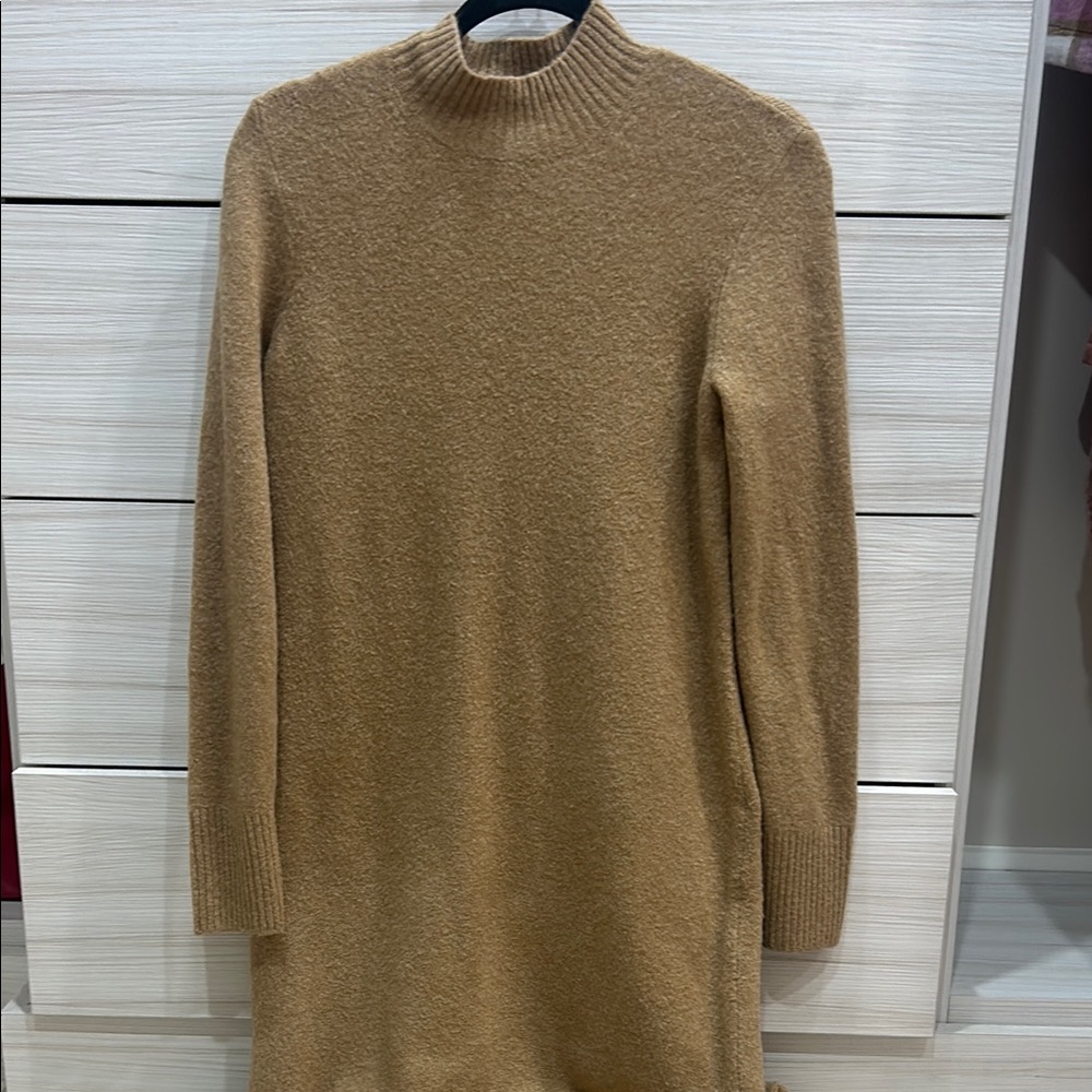 Elegant Tan Sweater Dress